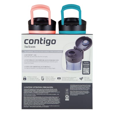 Contigo® Jackson 2.0 Tritan Water Bottle with AUTOPOP® Lid, 24oz, 2-Pack