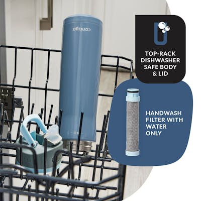 Contigo® Wells Chill Stainless Steel Filter Water Bottle with AUTOSPOUT® Straw Lid and Replacement Filter, 24 Oz.